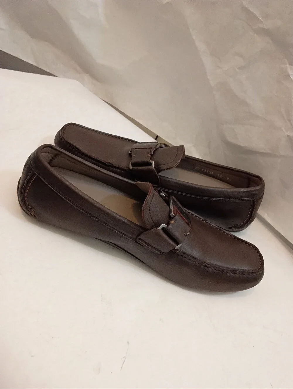FERRAGAMO MENS Driving Loafers Big Buckle Size 8.5